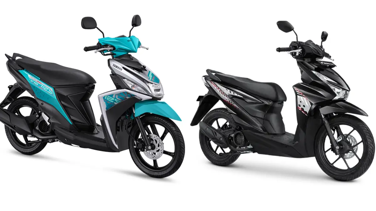 Yamaha Mio M3 125 (kiri) dan Honda Beat CBS (kanan).
