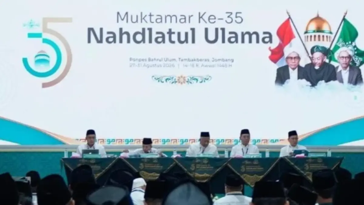 Suasana ruang sidang pleno di Gedung Serbaguna Pesantren Bahrul Ulum, Tambakberas, Jombang, Jumat (28/8/2026). (NU Online/Saiful Amar)
