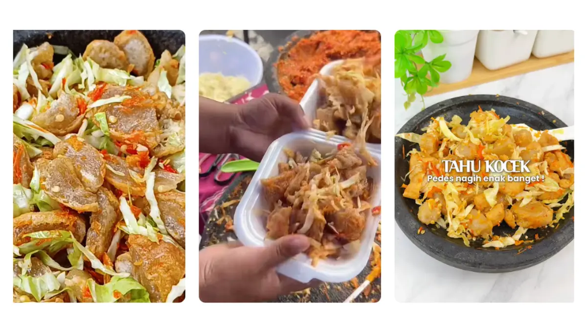 Perpaduan tahu aci yang gurih, sambal bawang pedas, serta kol mentah yang memberikan sensasi renyah dari tahu kocek. 