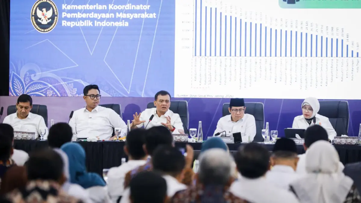 Rapat Koordinasi Daerah Optimalisasi Pelaksanaan Pengentasan Kemiskinan dan Penghapusan Kemiskinan Ekstrem di Graha Wisata Niaga, Kota Solo, Jumat (4/9/2026).
