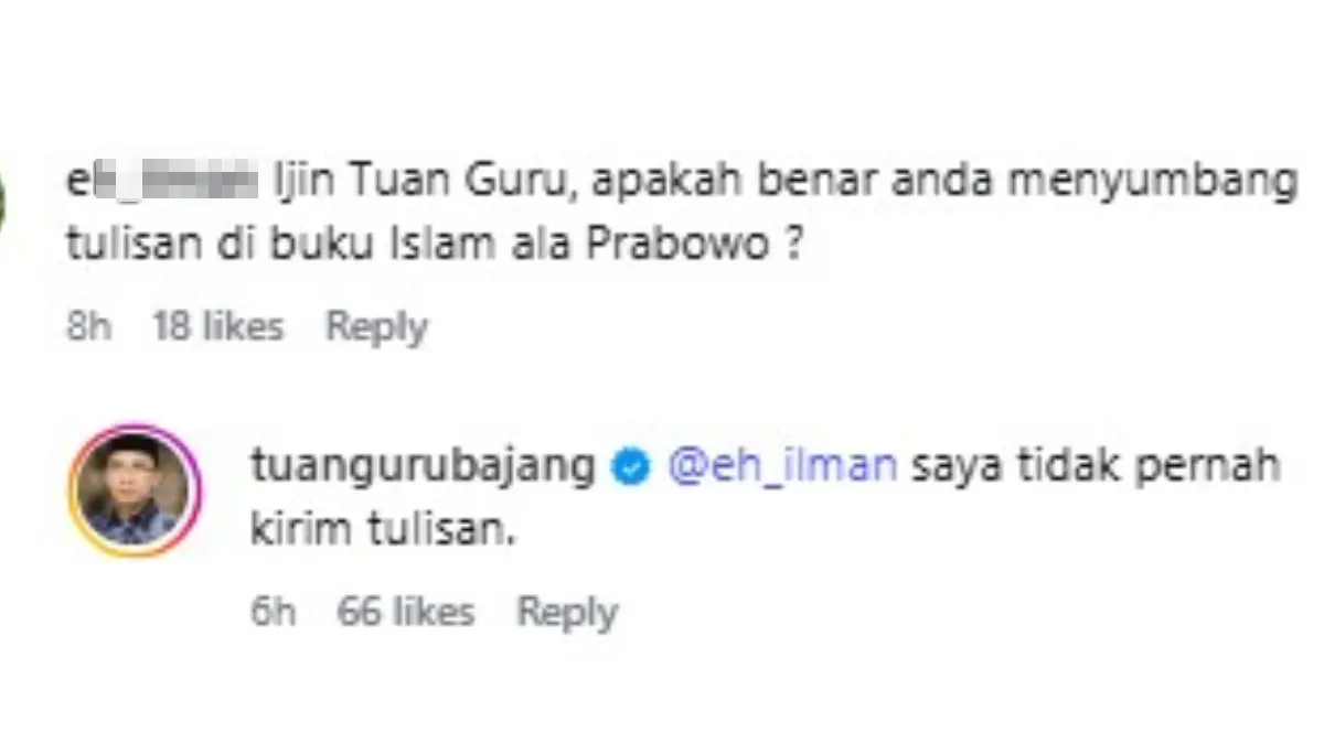 Tuan Guru Bajang (TGB) Muhammad Zainul Majdi mengaku tak permah kirim tulisan untuk buku Islam Ala Prabowo.