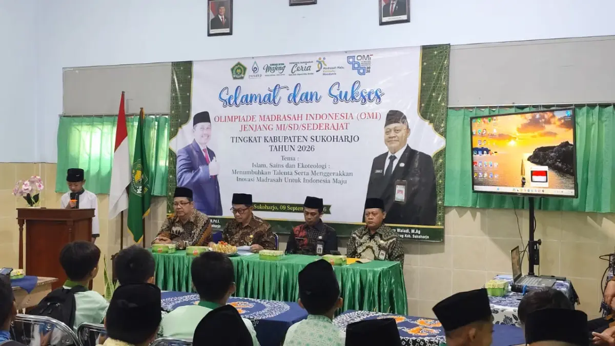 Pembukaan Olimpiade Madrasah Indonesia (OMI) tingkat Kabupaten Sukoharjo di. (Iwan Kawul/Radar Solo)  