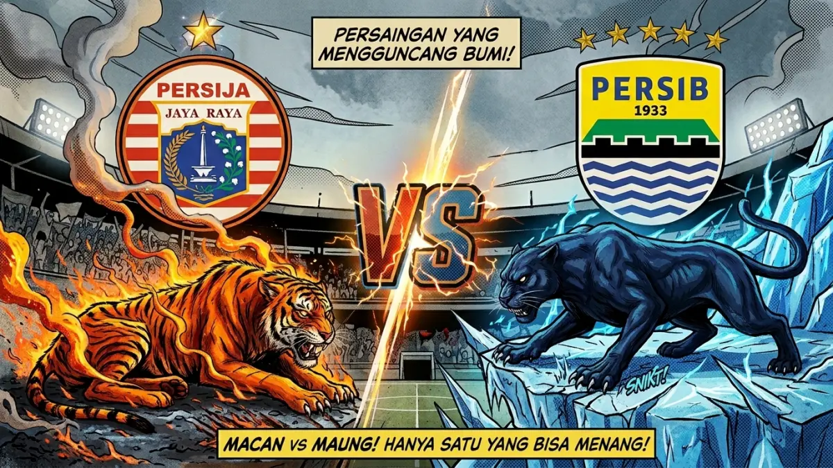 Ilustrasi Persija Jakarta vs Persib Bandung di Super League 2026/2027.