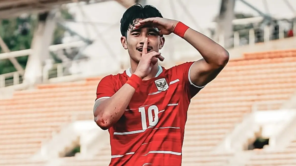Theo Leeming antar Timnas Indonesia U-20 lolos ke Piala Asia U-20 lewat golnya melawan Australia.&nbsp;(INSTAGRAM THEO LEEMING) 