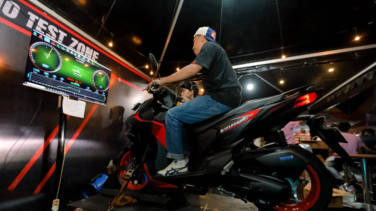 Para pengunjung dapat merasakan performa New Honda Vario EVO 160 secara langsung melalui atraksi dyno test show serta tayangan fun drag experience. (DOK.ASTRA MOTOR JATENG)
