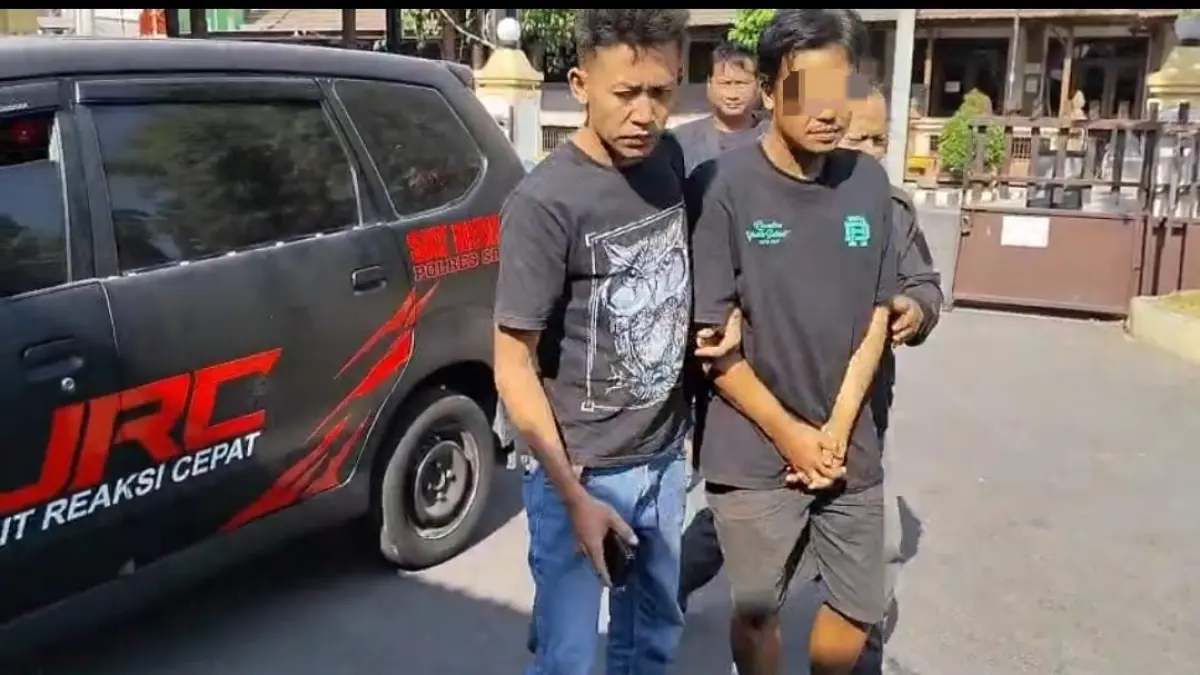 S, 35, warga Masaran, Sragen pelaku pembunuhan petani berhasil dibekuk, Minggu (13/9/2026). (Ahmad kHairudin/Radar Solo)