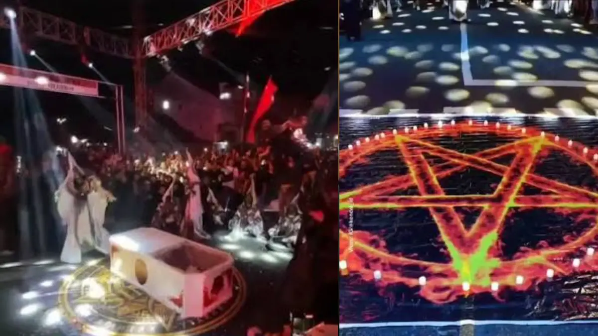 Pertunjukan horror yang disebut-sebut mirip ritual Satanic saat gelaran Simbang Kulon Night Carnival (SKNC) 2026 di Pekalongan.