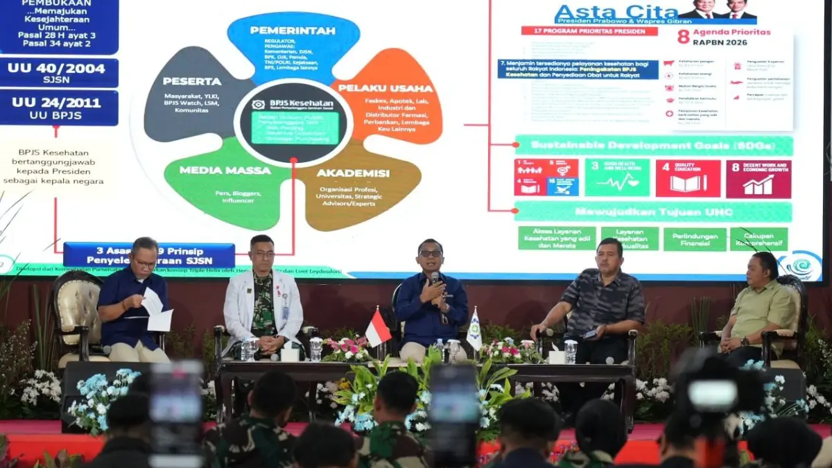 Dirut BPJS Kesehatan Prihati Pujowaskito sampaikan transformasi layanan jantung berbasis outcome melalui pendekatan Value-Based Health Care pada Program JKN, Rabu (16/9/2026). (Dok BPJS Kesehatan)