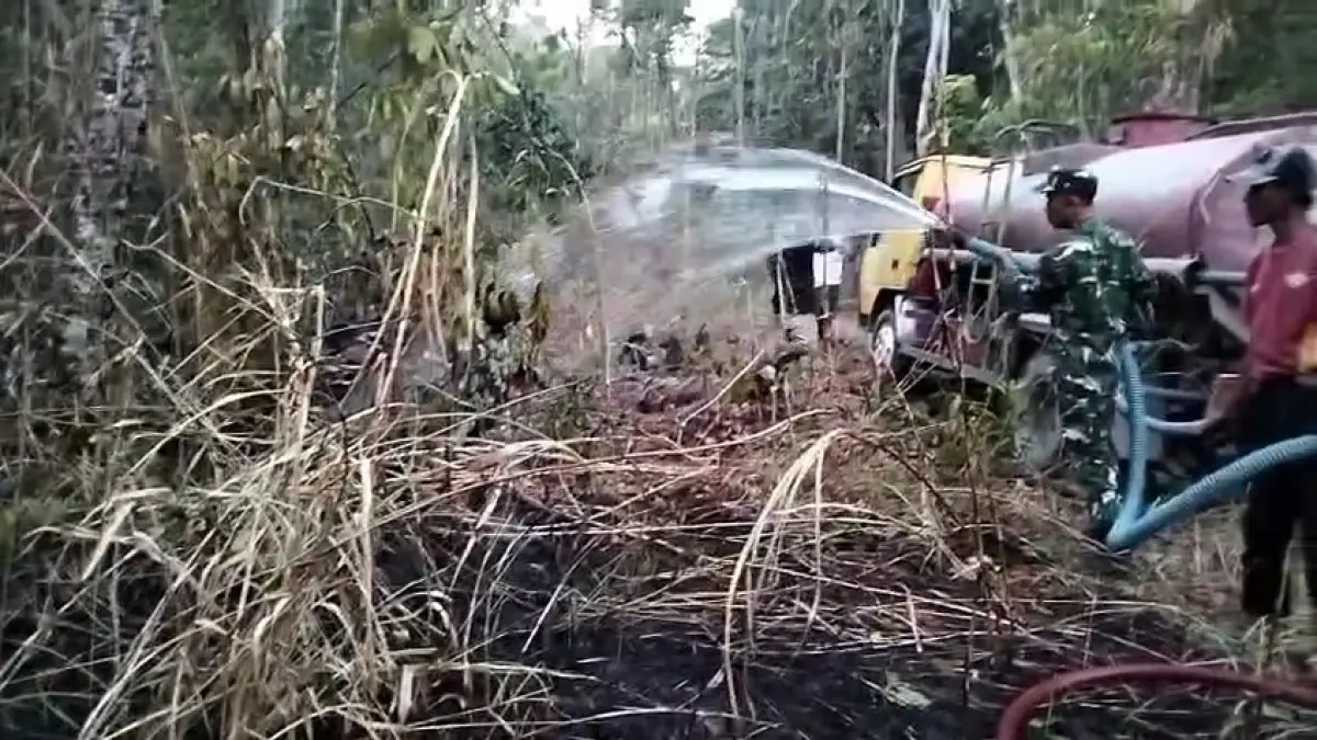 Kebakaran ladang seluas satu hektare di, Desa Kendalsari, Kecamatan Kemalang pada Senin (14/9/2026). (Dokumentasi Kodim 0723/Klaten)