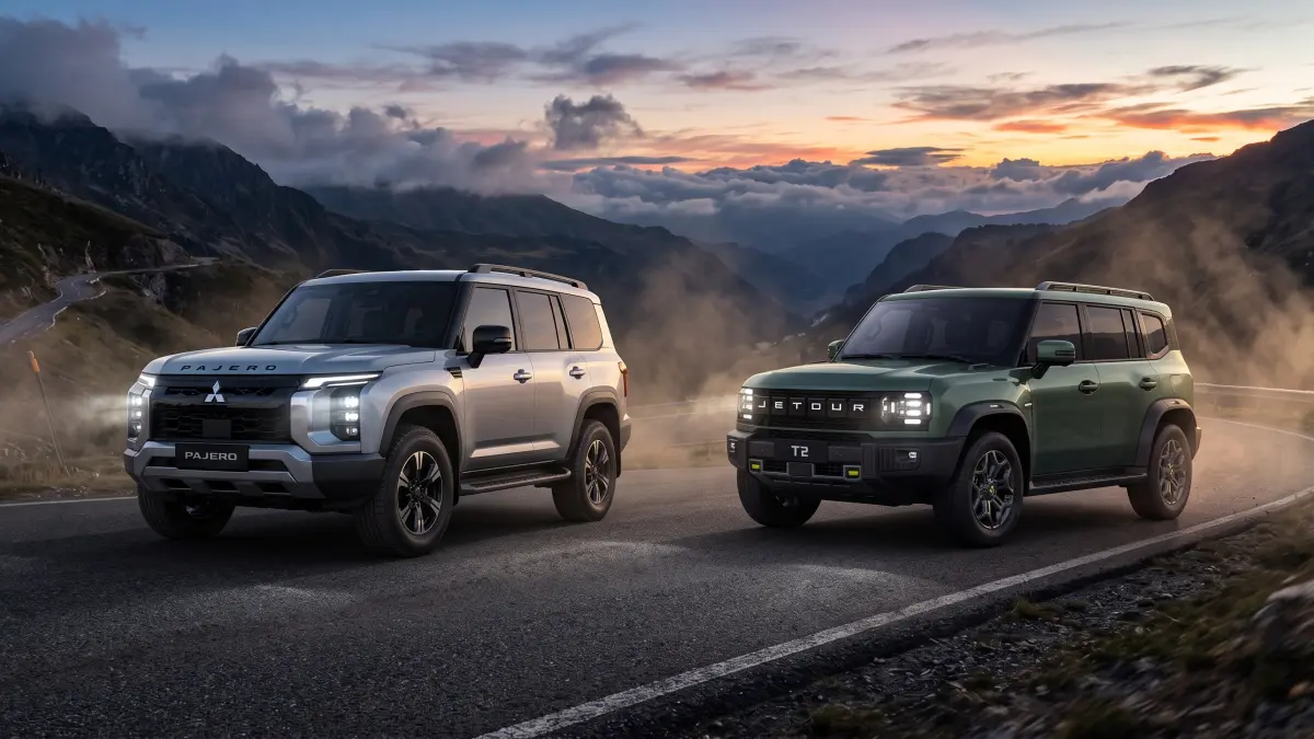 ILUSTRASI Mitsubishi Pajero Sport Dakar vs Jetour T2, SUV Diesel Lawan Turbo 2.000 cc, Siapa Lebih Unggul? (GEMINI AI)