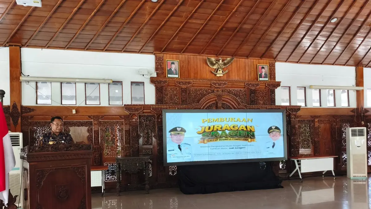 Bupati Sragen Sigit Pamungkas membuka kompetisi bisnis bertajuk "Juragan Sragen, Scale Up Business Competition". (Ahmad Khairudin/Radar Solo)