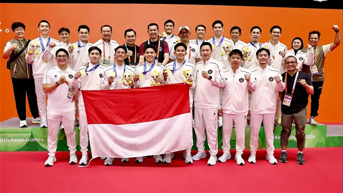 Tim beregu Putra Indonesia raih emas di ajang Asian Games 2026/2027. (Dok. PBSI)