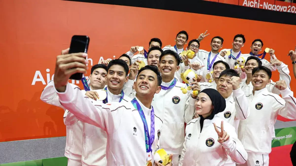 Timnas Bulu Tangkis Putra Indonesia meraih medali emas Asian Games 2026. (NOC Indonesia/NMA)
