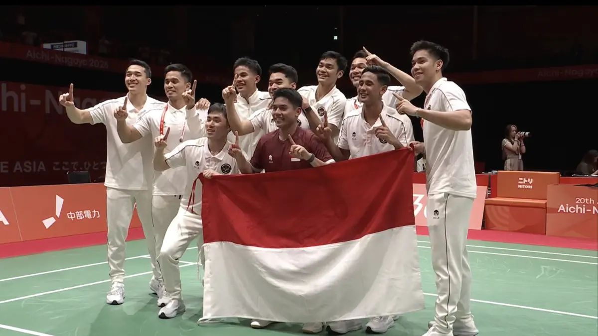 Final bulu tangkis beregu putra Asian Games Aichi-Nagoya 2026 menyajikan pertandingan yang penuh drama.