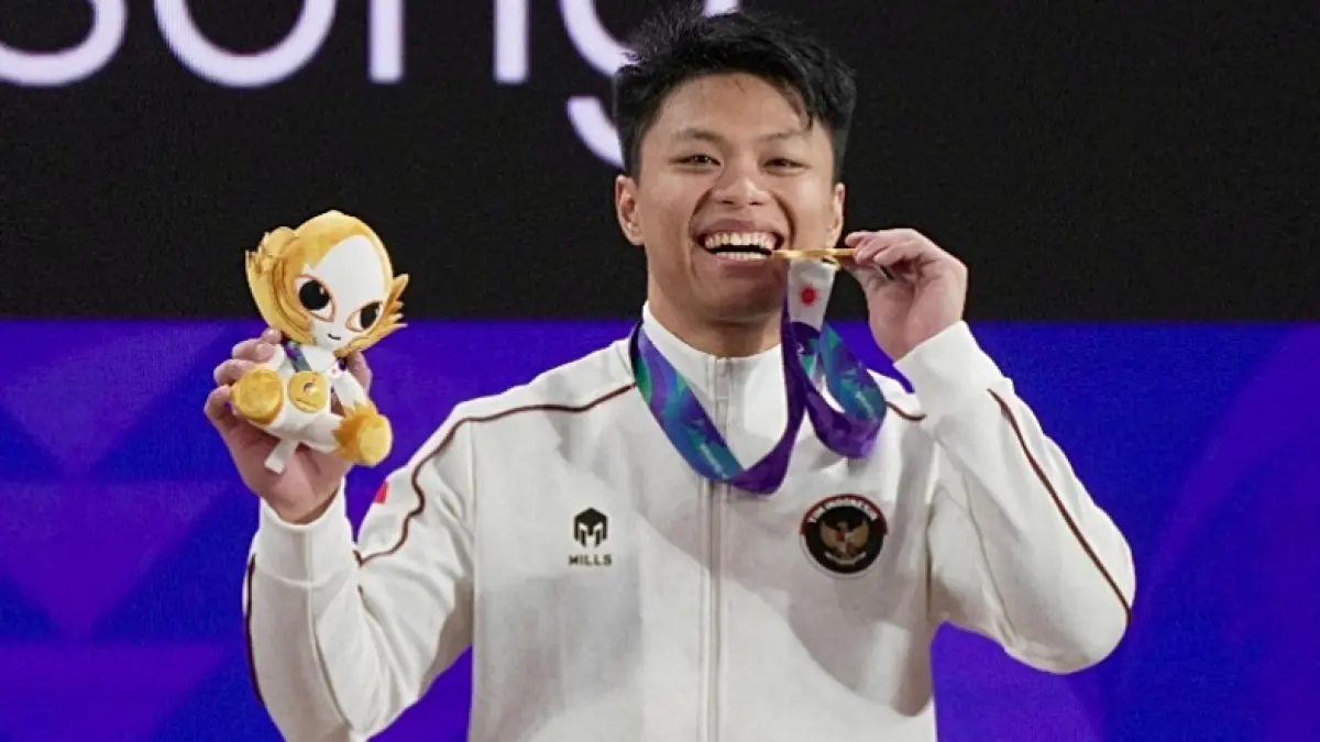 Rahmat Erwin Abdullah raih emas Asian Games 2026. (Dok. Kemenpora)