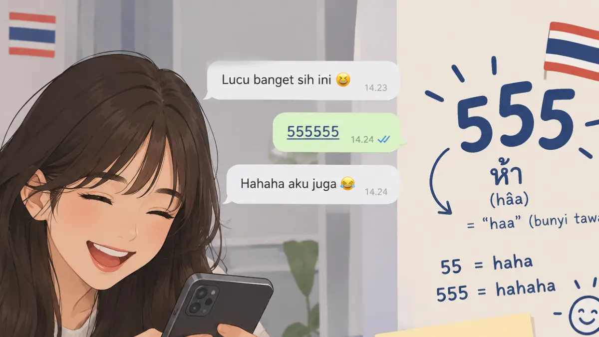 “555” bisa menjadi tanda seseorang sedang tertawa.