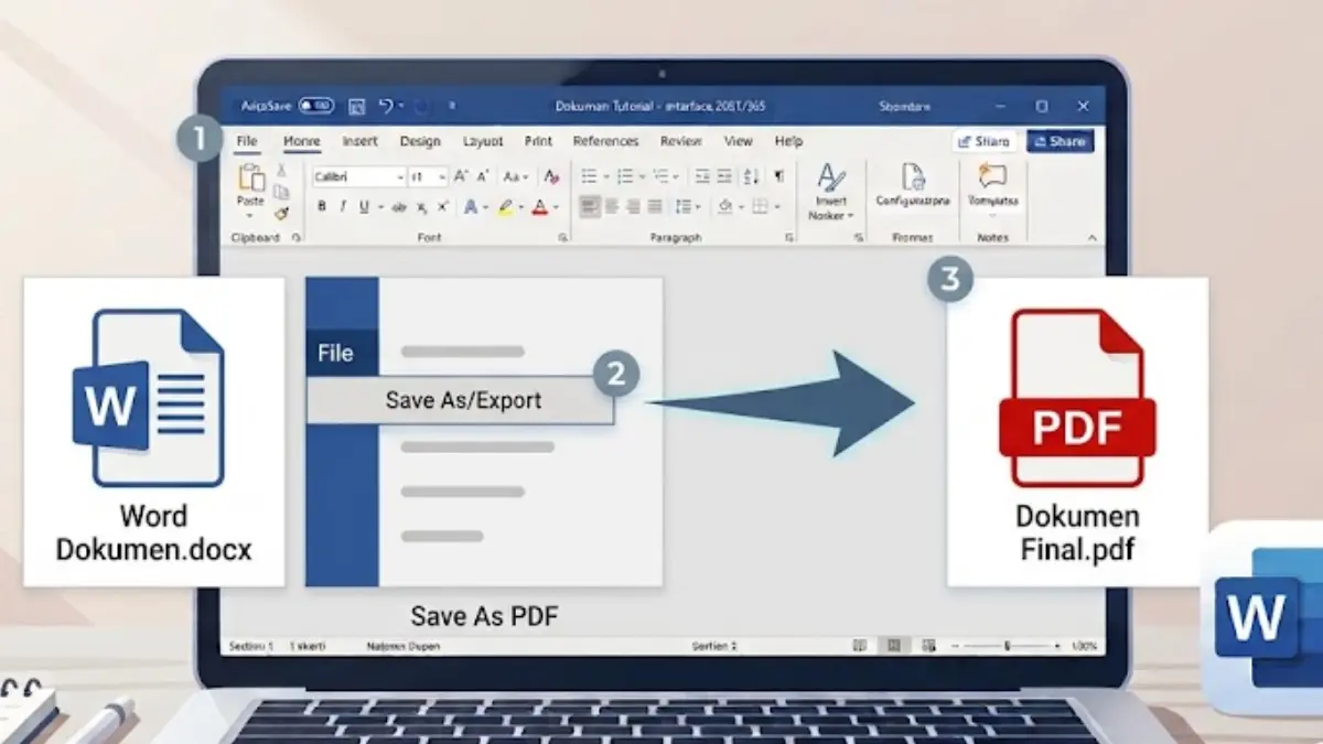 Cara mengubah file Word menjadi PDF di Microsoft Word.