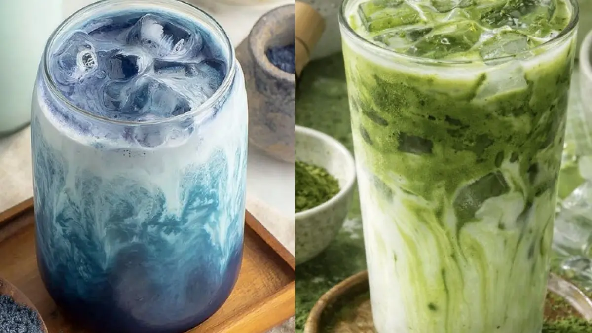 Tren blue matcha menarik perhatian berkat warna birunya yang unik. (Dok. Jawapos)