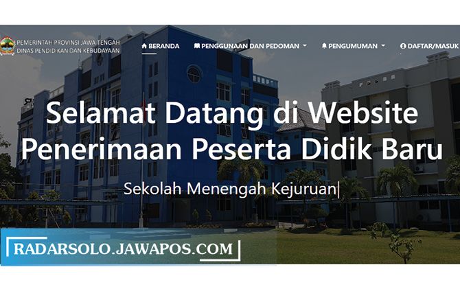 Website PPDB SMK negeri di Jateng.