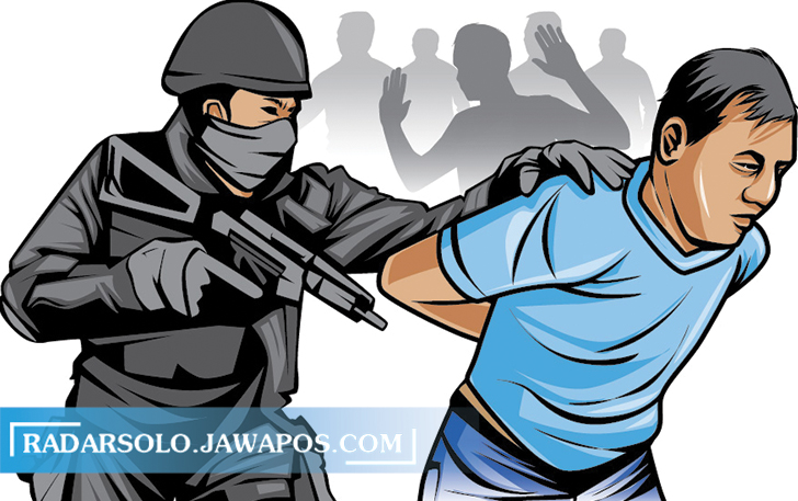 ILUSTRASI PENANGKAPAN: Satuan Reserse Kriminal Polres Sukoharjo berhasil membekuk buron pelaku pencurian disertai kekerasan (curas), Kamis (5/8) lalu. (IRECK O/RADAR SOLO)