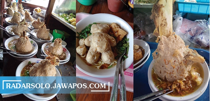 MENGGIURKAN: Beberapa menu bakso nyentrik yang disajikan di warung bakso Sulanjari yang ada di Dusun Cemetuk, Desa Lorog, Kecamatan Tawangsari, Sukoharjo. (IWAN KAWUL/RADAR SOLO)