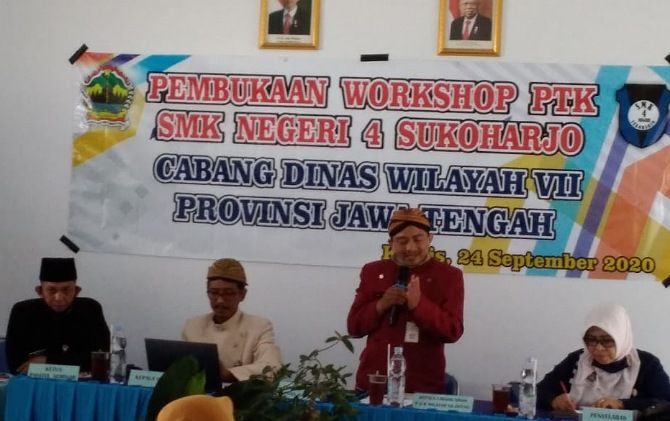 Pembukaan Workshop PTK SMKN 4 Sukoharjo, kemarin.