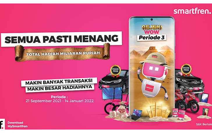 Smartfren siapkan beragam hadiah dengan total miliaran rupiah dalam Rejeki WOW Treasure Hunt periode ketiga.