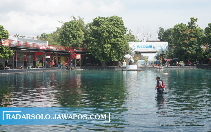 Suasana Umbul Ponggok, Desa Ponggok, Kecamatan Polanharjo pada saat menggelar simulasi. (ANGGA PURENDA/RADAR SOLO)