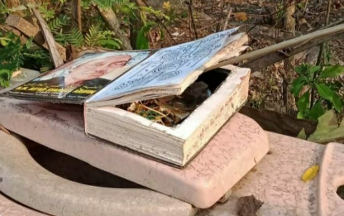 Bom tebal berisi kabel diduga bom buku yang ditemukan warga Dusun Tukluk RT 03 RW 06, Desa Sejati, Kecamatan Giriwoyo.