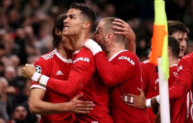 Cristiano Ronaldo saat merayakan golnya bersama Manchester United musim ini. (OFFICIAL MANCHESTER UNITED)