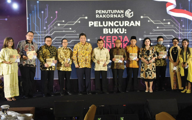 Ketua Umum DPP Partai Golkar Airlangga Hartarto hadir dalam peluncuran buku Kerja Untuk Indonesia.