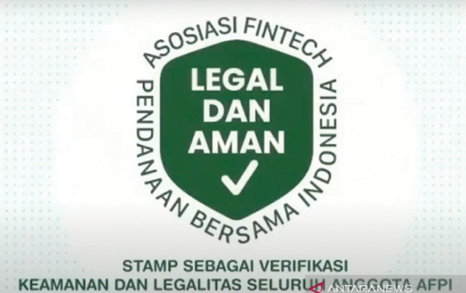 Bentuk penanda khusus atau stamp AFPI untuk penyelenggara fintech lending resmi yang mengantongi izin dan terdaftar di OJK. (ANTARA)