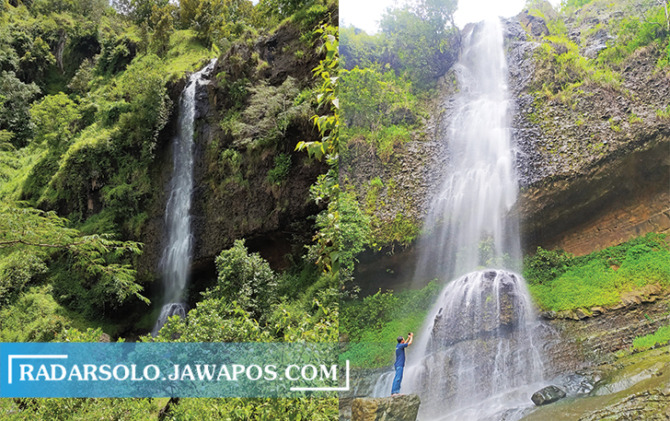 MASIH ALAMI: Berkunjung ke air terjun Banyunibo paling tepat saat musim hujan. (IWAN ADI LUHUNG/RADAR SOLO)