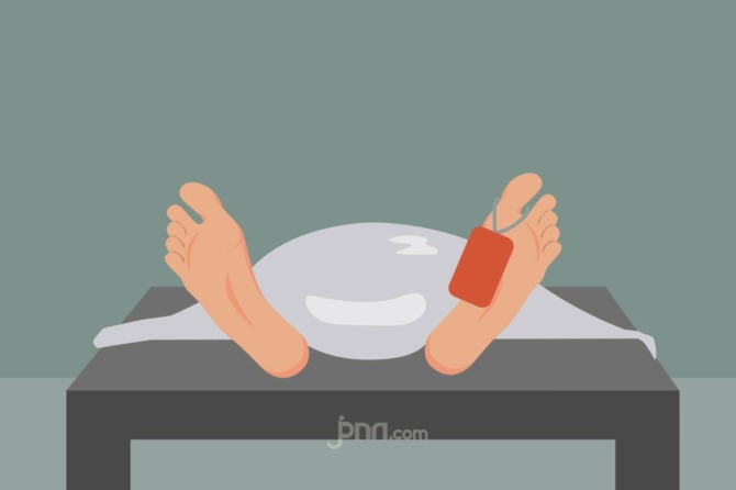 Ilustrasi mayat loper triplek asal Sragen yang meninggal mendadak di toko bangunan. (JPPN.com)