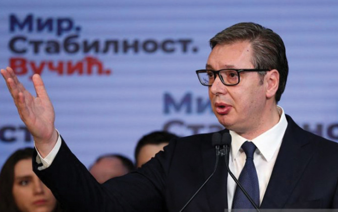Presiden Serbia Aleksandar Vucic di Beograd. (ANTARA/REUTERS)