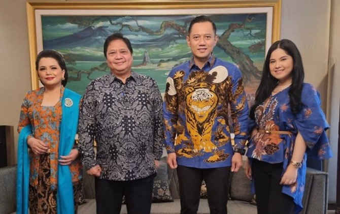 Ketua Umum DPP Partai Demokrat Agus Harimurti Yudhoyono (AHY) menemui Ketua Umum DPP Partai Golkar Airlangga Hartarto, Sabtu (7/5).