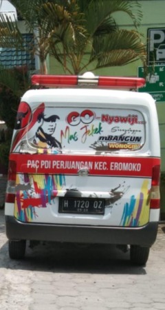 TERUNGKAP: Ambulans PAC PDIP Kecamatan Eromoko sebelum hilang. (ISTIMEWA)