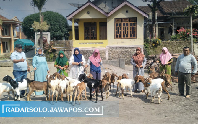 BERI MANFAAT: Bantuan kambing ke masyarakat bersumber dari dana desa. (RAGIL LISTIYO/RADAR SOLO)