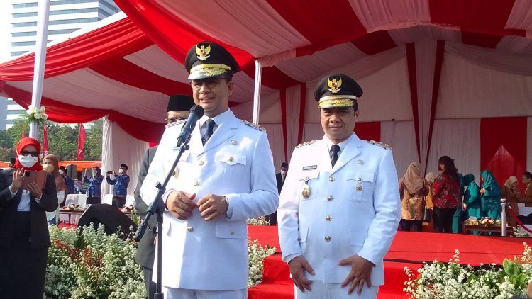 Gubernur DKI Anies Baswedan dan Wakil Gubernur DKI Ahmad Riza Patria (Tazkia Royyan/JawaPos.com)