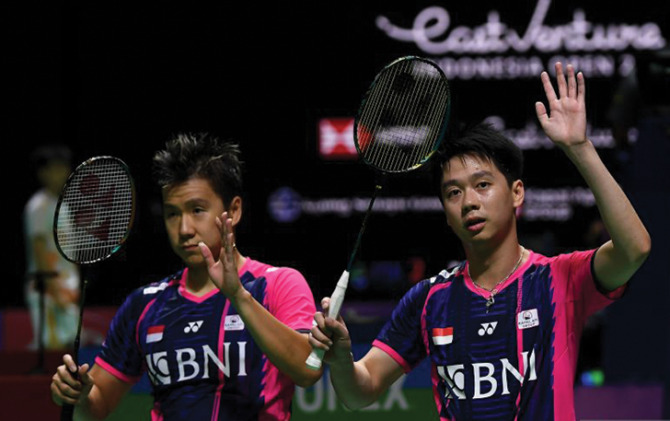 Ganda putra Indonesia Kevin Sanjaya Sukamuljo/Marcus Fernaldi Gideon. (ANTARA)