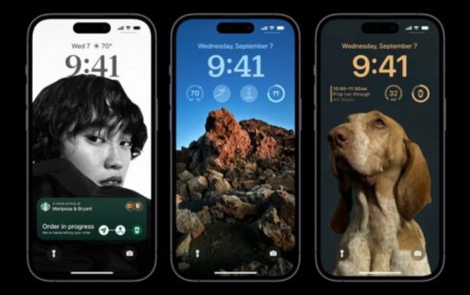 IPhone 14 Pro dan iPhone 14 Pro Max dengan tampilan layar baru. (Apple)