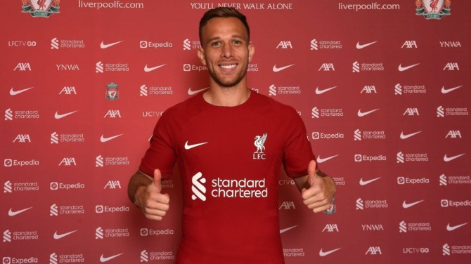 Arthur Melo is unveiled at Liverpool