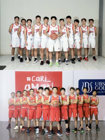 Tim basket putra SMA Karangturi Semarang (atas) akan berhadapan dengan SMA Kolese Loyola Semarang (bawah) di Final Party Honda DBL with KFC 2022 Central Java Series di Sritex Arena, Sabtu (15/10). (DBL INDONESIA FOR RADAR SOLO)