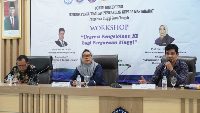 PEMBEKALAN: Workshop yang digelar Forkom LPPM Jateng di UMS, Rabu (5/10). (UMS FOR RASO)