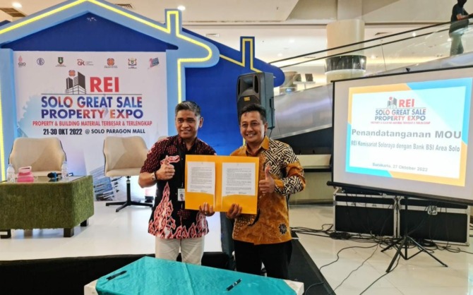 BSI dan REI berkomitmen dan bekerjasama hadirkan hunian yang layak huni lewat Solo Great Sale Properti Expo 2022. (BSI FOR RADAR SOLO)