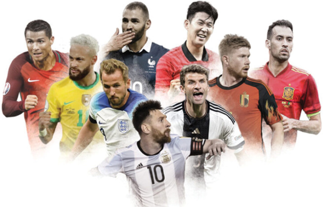 Para bintang bakal bersaing untuk merebut gelar juara Piala Dunia 2022 di Qatar. (Grafis: Jawa Pos)