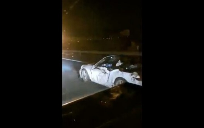 Tangkapan layar kecelakaan Porsche di Jerman. (PolandDaily24)