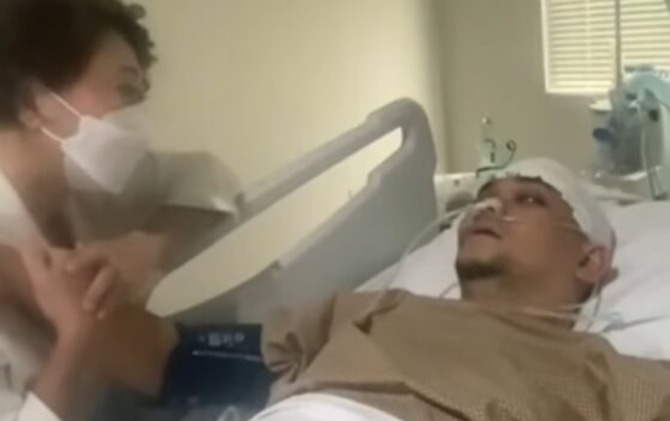 Indra Bekti usai operasi. (Istimewa)