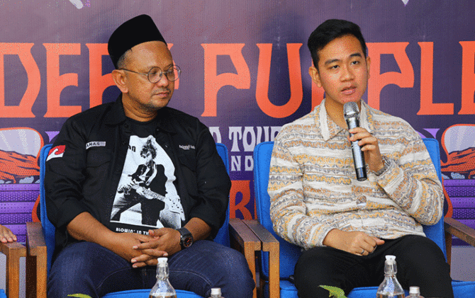 Wali Kota Solo Gibran Rakabuming Raka saat jumpe pers konser Deep Purple di Kota Solo, Jumat (13/1). (SILVESTER K/RADAR SOLO)