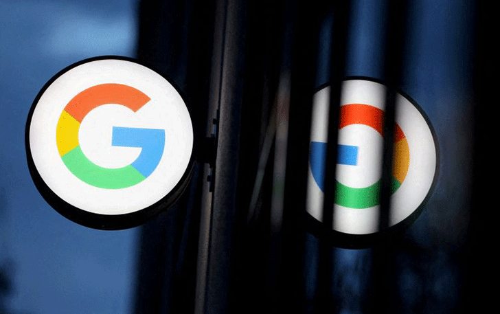 Logo Google terlihat di depan Google Store Chelsea Manhattan, New York City, AS. (ANTARA/Reuters/ANDREW KELLY)